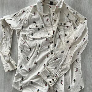 Eddie Bauer ski hill print button down